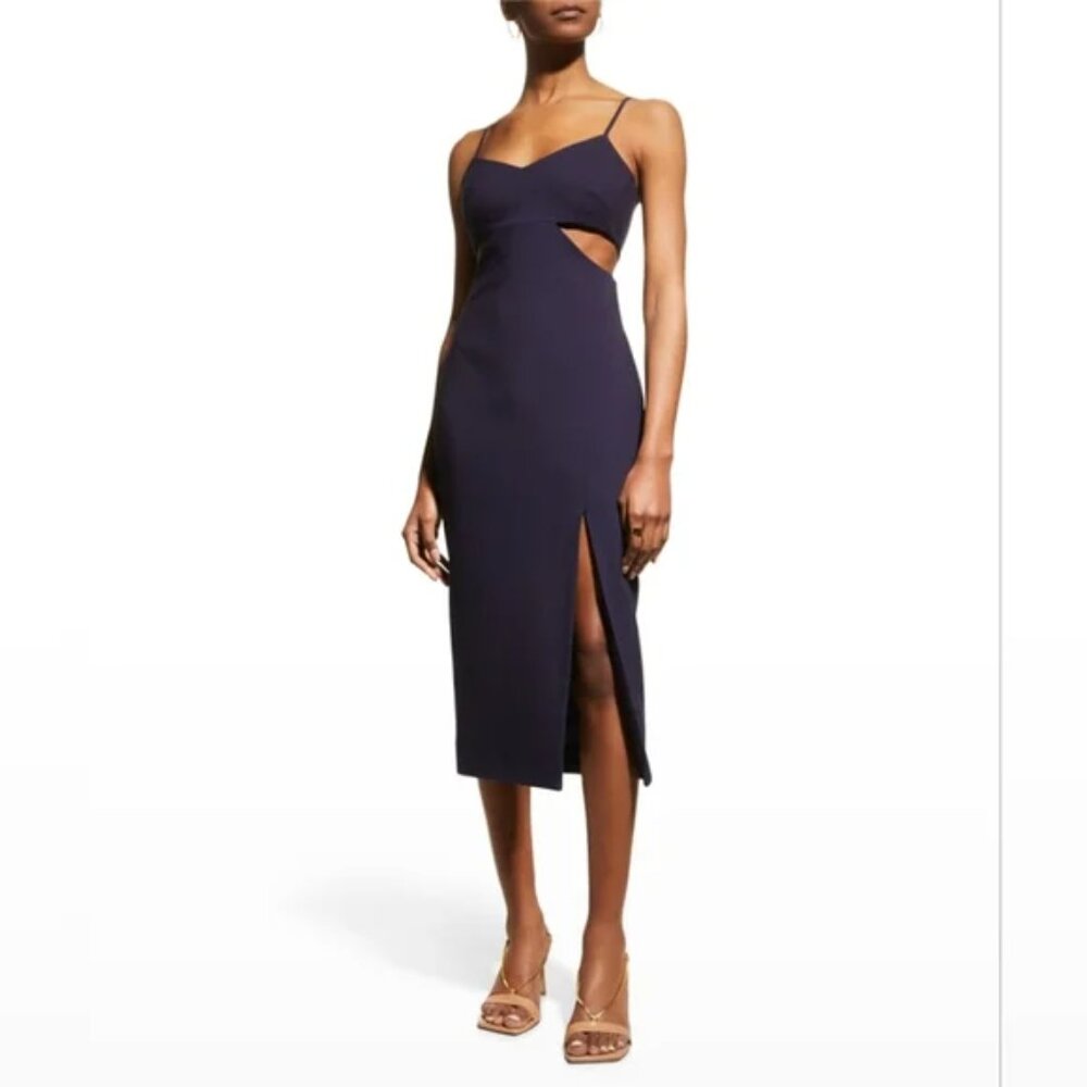 *NWT* Likely Kimmie Cut Out Column Fall Winter Chic Midi Dress in Navy Blue